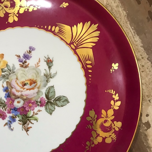 Vintage French Limoges 22K Gold Accent Wild Roses Serving Platter - Picture 8 of 8